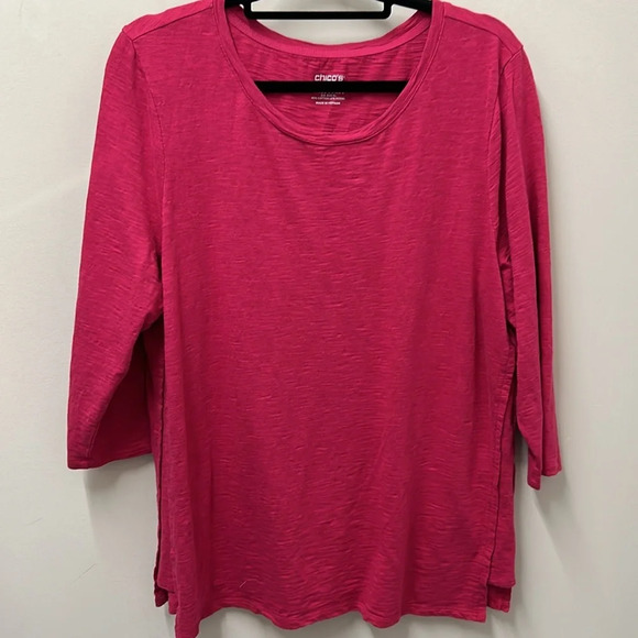 Chico's The Ultimate Tee Pink 3/4 Sleeve Top Women's XL Size 3 - Picture 2 of 9